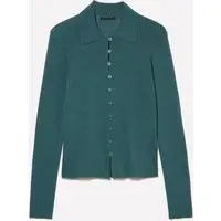 Cardigan Con Colletto, Donna, Verde Ottanio miniatura 3