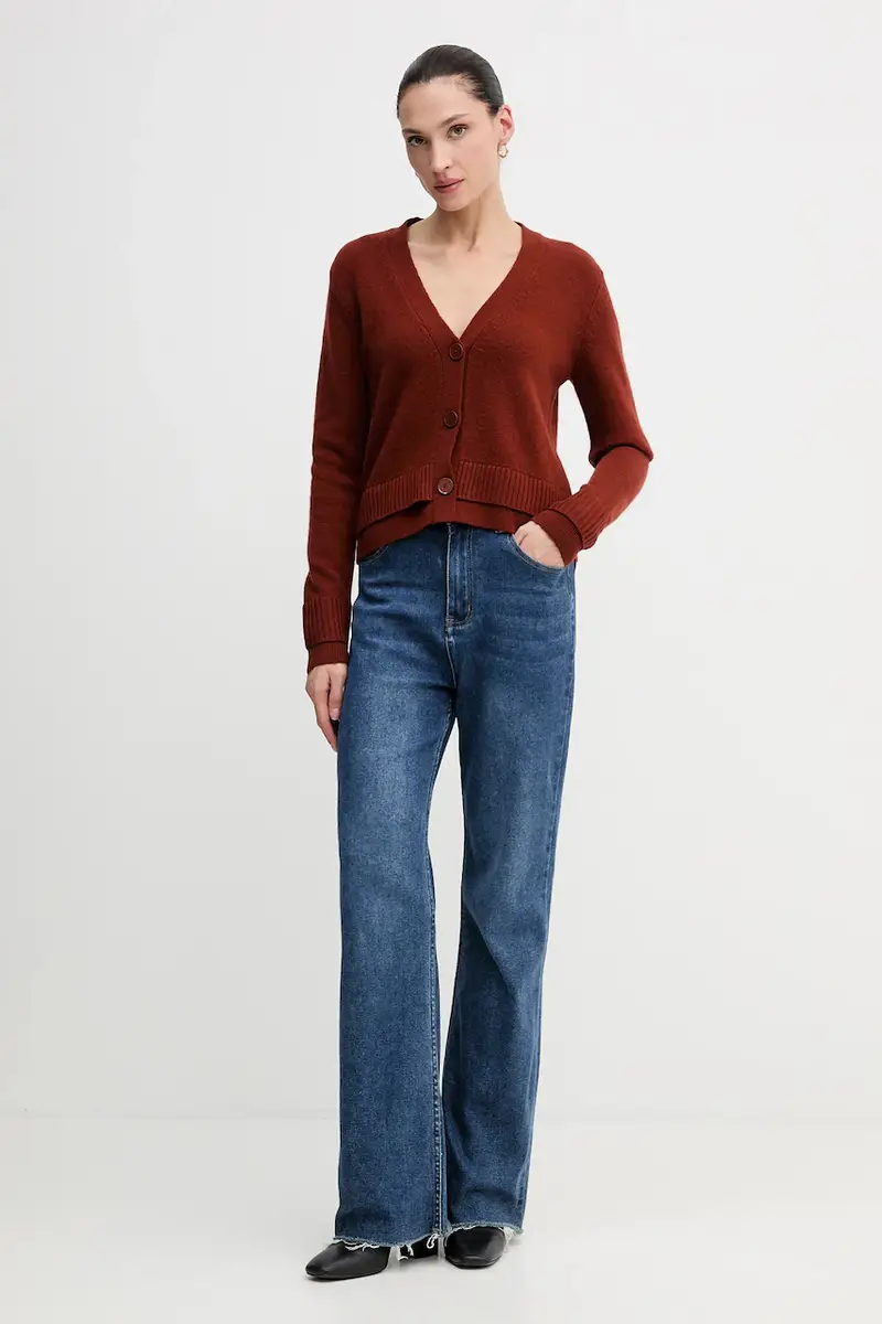 cardigan con lana colore arancione 122WL602S miniatura 2