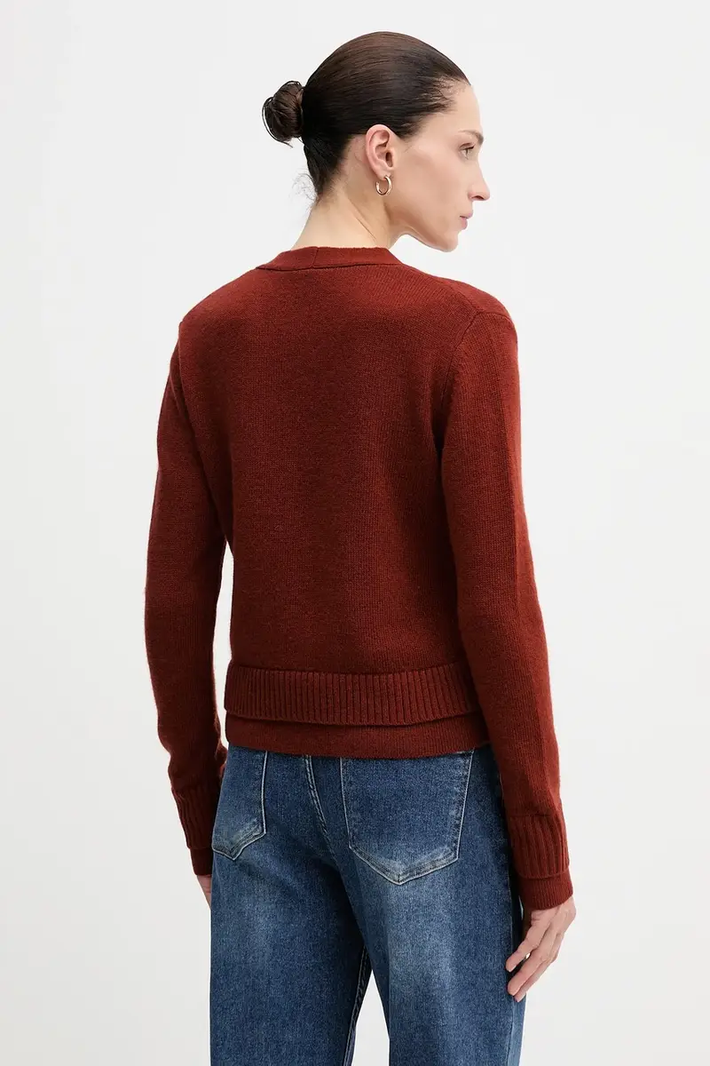 cardigan con lana colore arancione 122WL602S miniatura 3