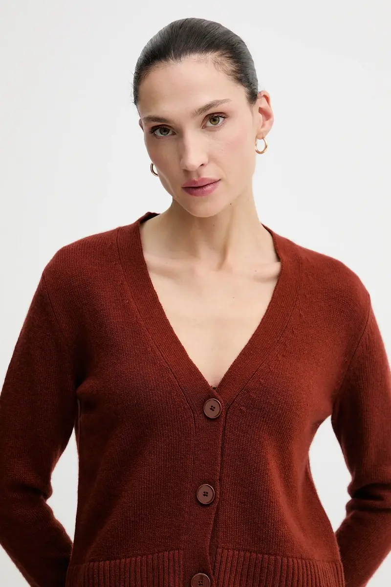 cardigan con lana colore arancione 122WL602S miniatura 4