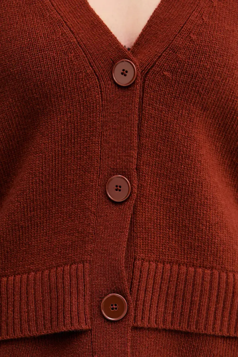 cardigan con lana colore arancione 122WL602S miniatura 5