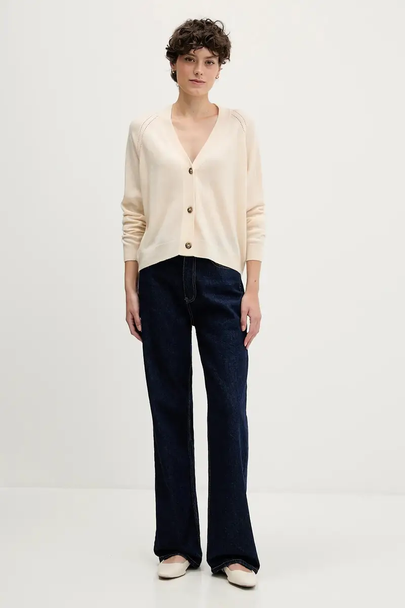 cardigan con lana colore beige 102HM602Q miniatura 2