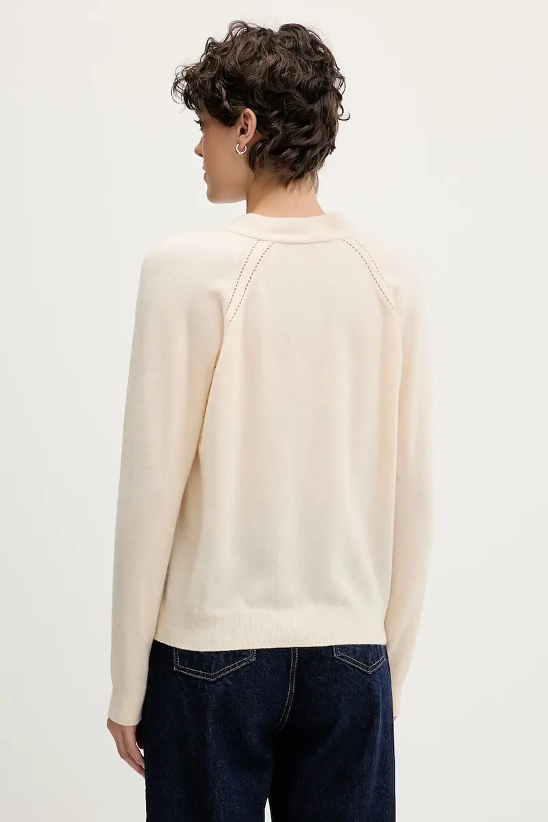 cardigan con lana colore beige 102HM602Q miniatura 3