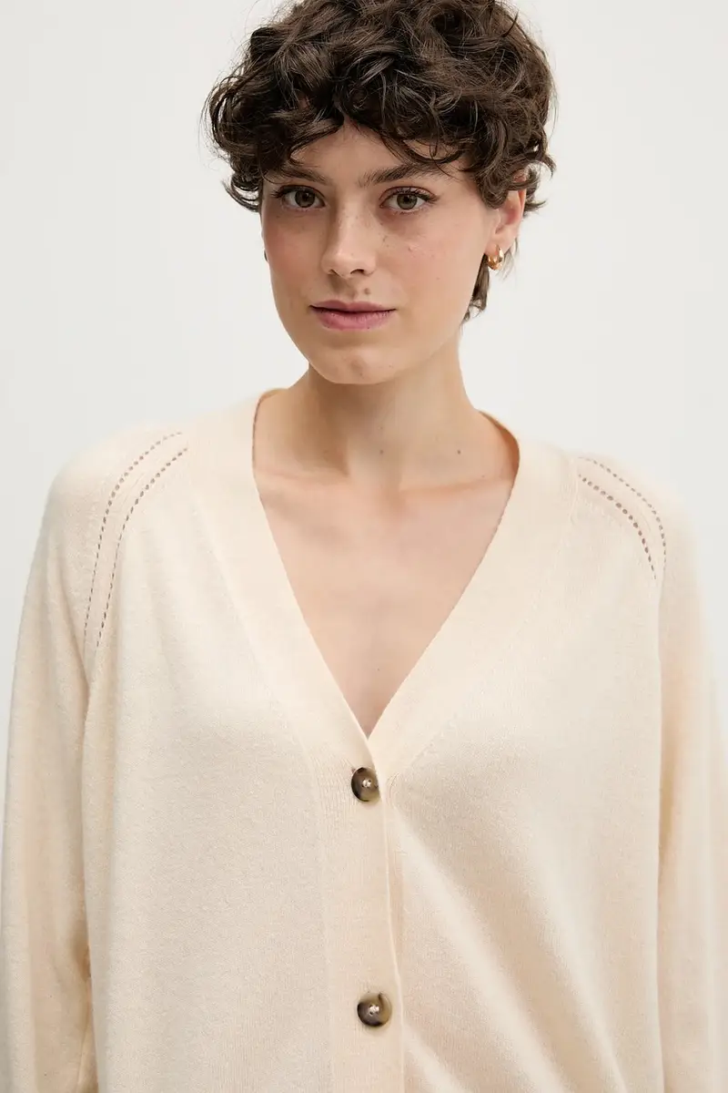 cardigan con lana colore beige 102HM602Q miniatura 4