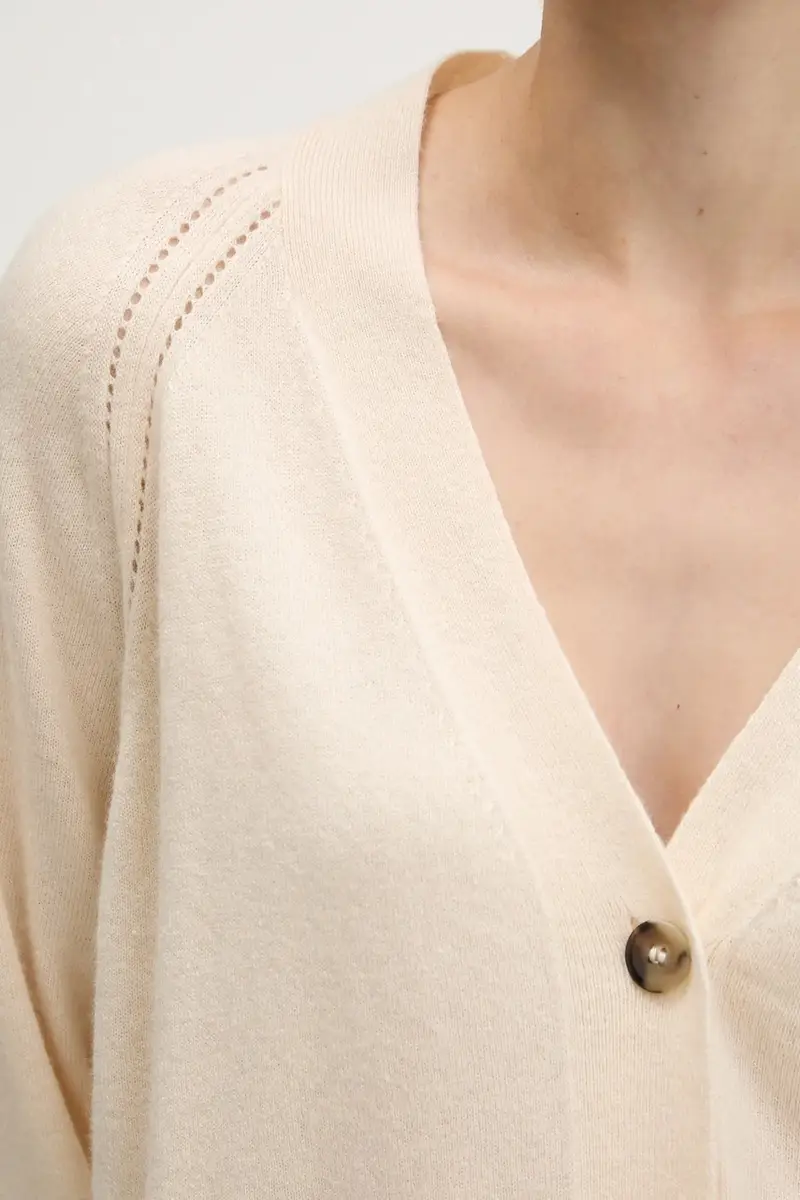 cardigan con lana colore beige 102HM602Q miniatura 5