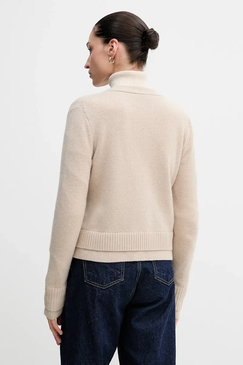 cardigan con lana colore beige 122WL602S miniatura 3