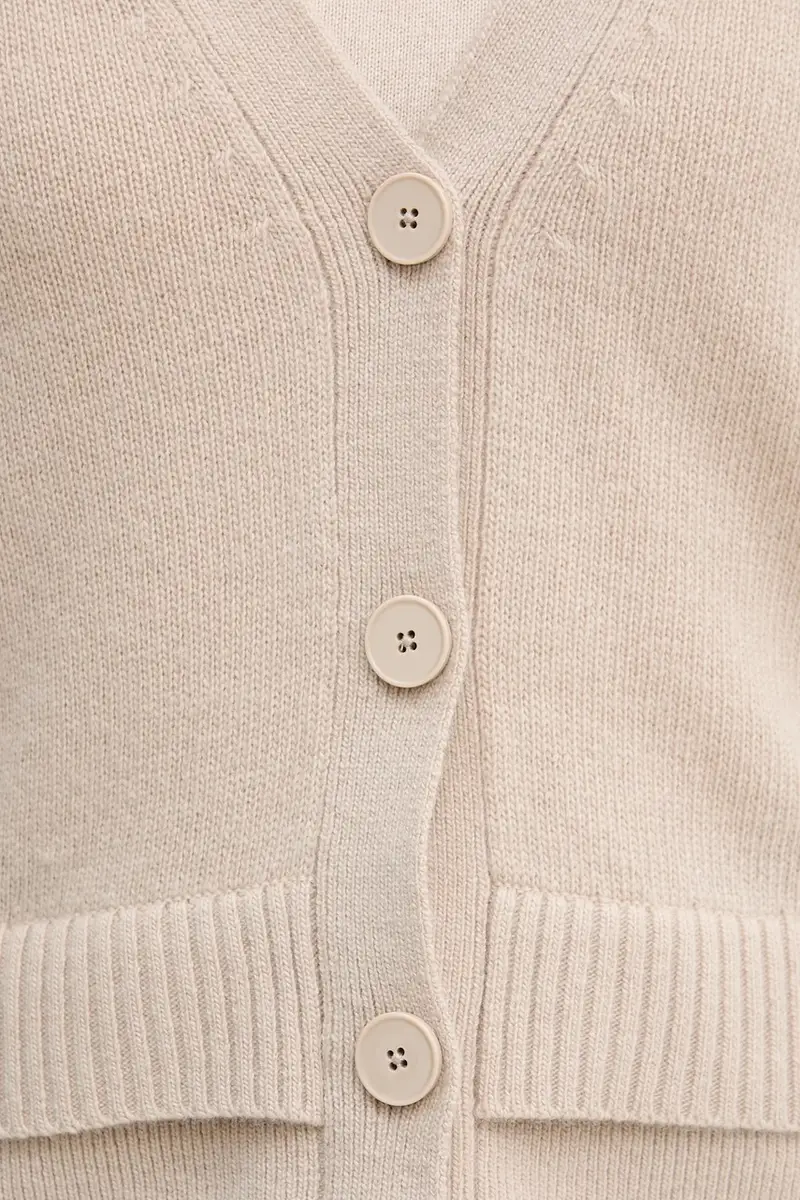 cardigan con lana colore beige 122WL602S miniatura 5