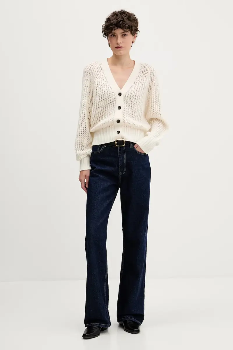 cardigan con lana colore beige 1WBZL602U miniatura 2