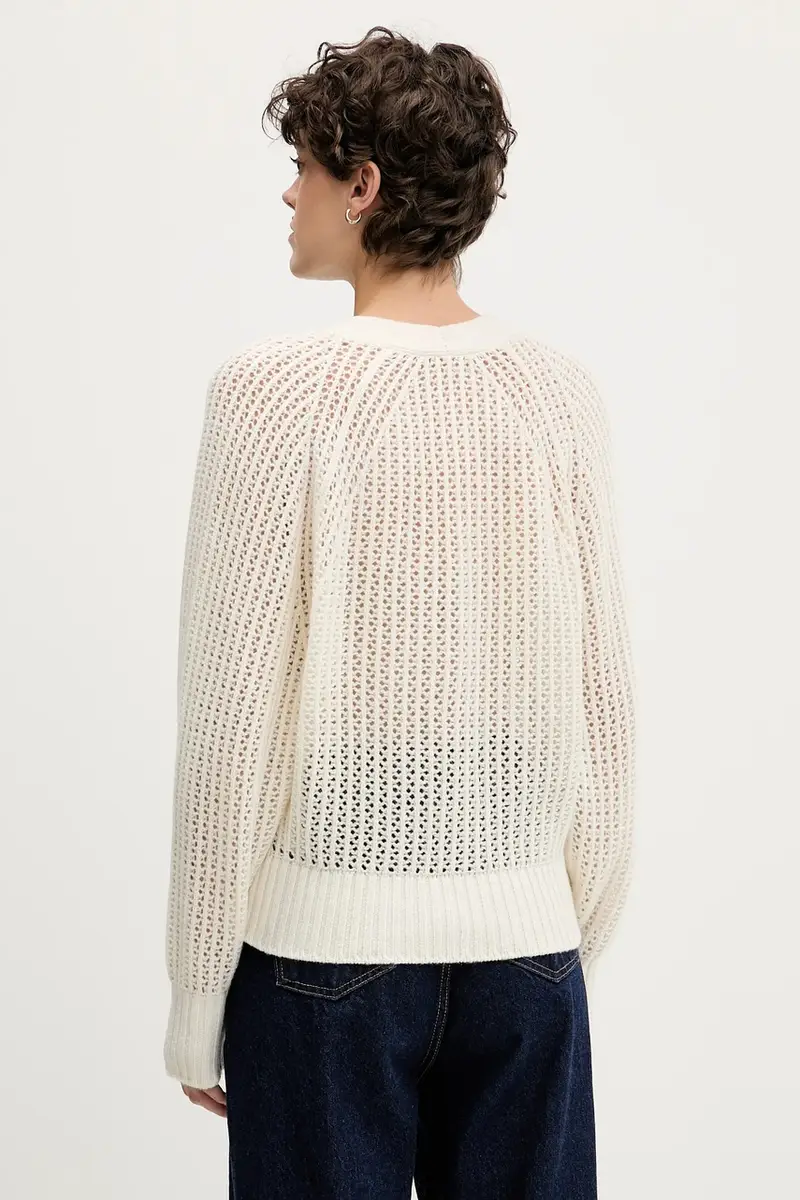 cardigan con lana colore beige 1WBZL602U miniatura 3