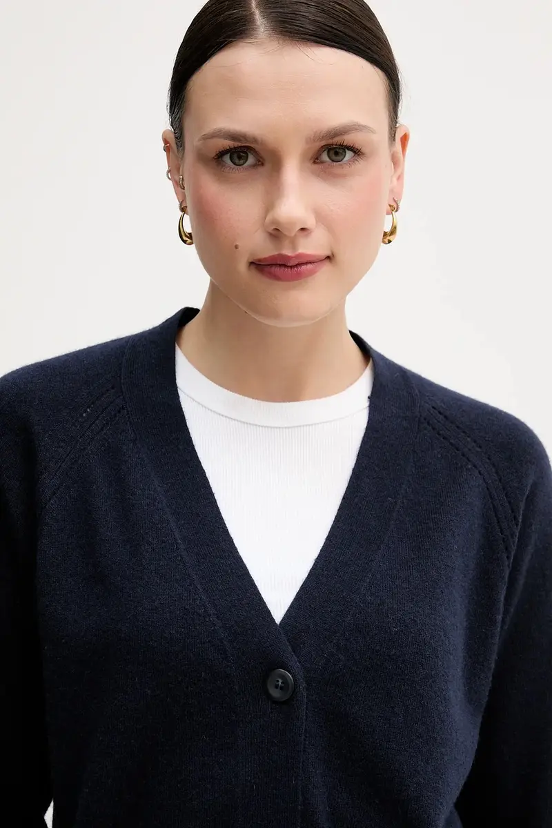 cardigan con lana colore blu navy 102HM602Q miniatura 4