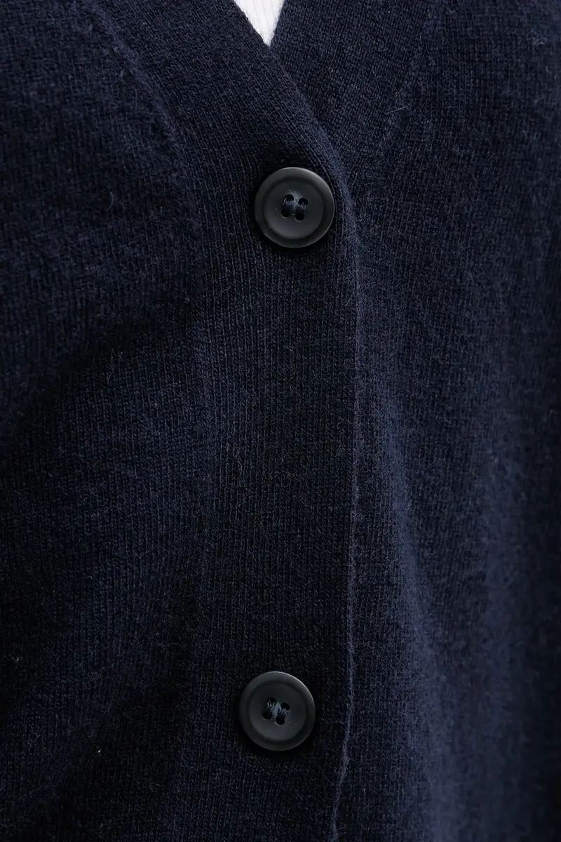 cardigan con lana colore blu navy 102HM602Q miniatura 5