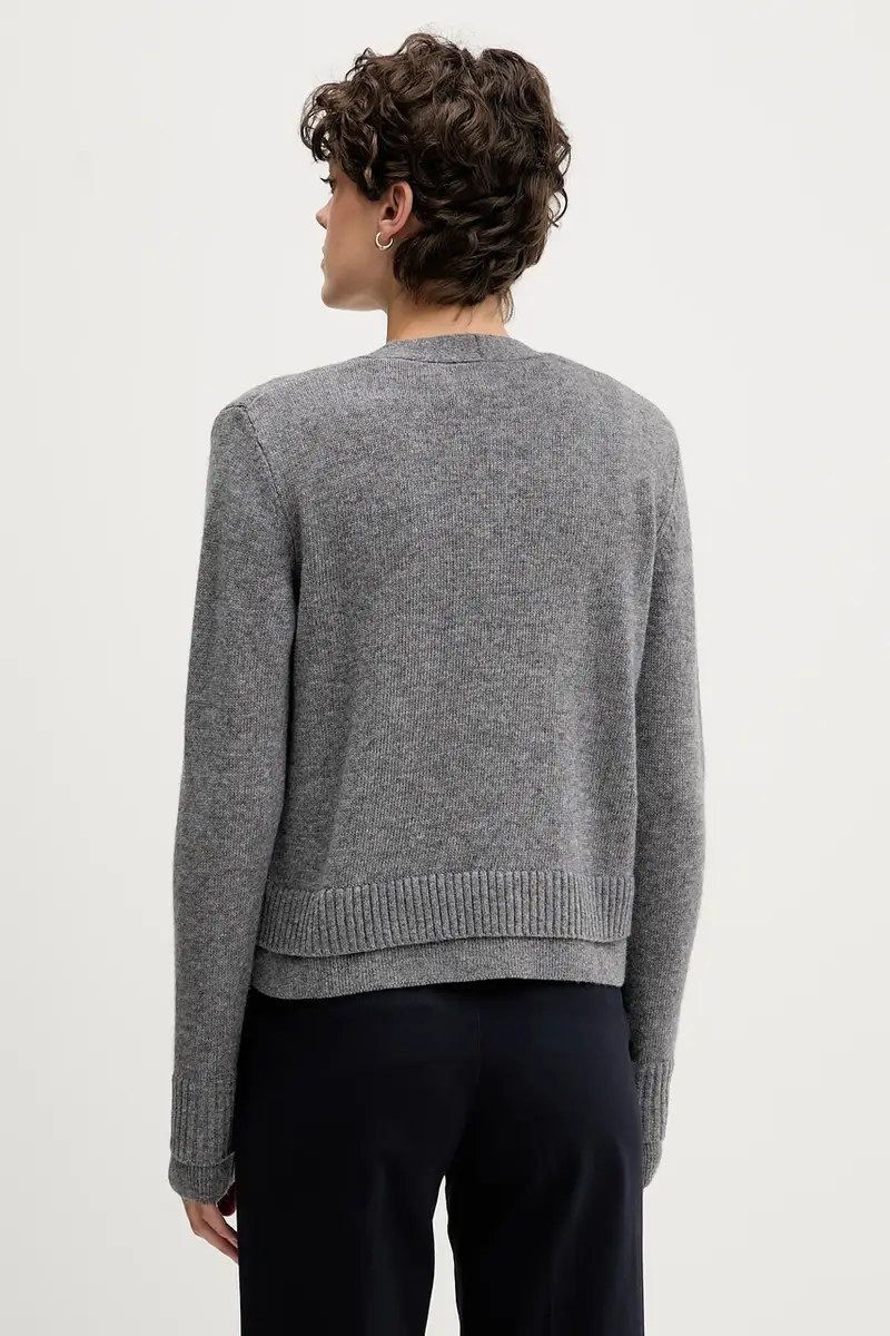 cardigan con lana colore grigio 122WL602S miniatura 3