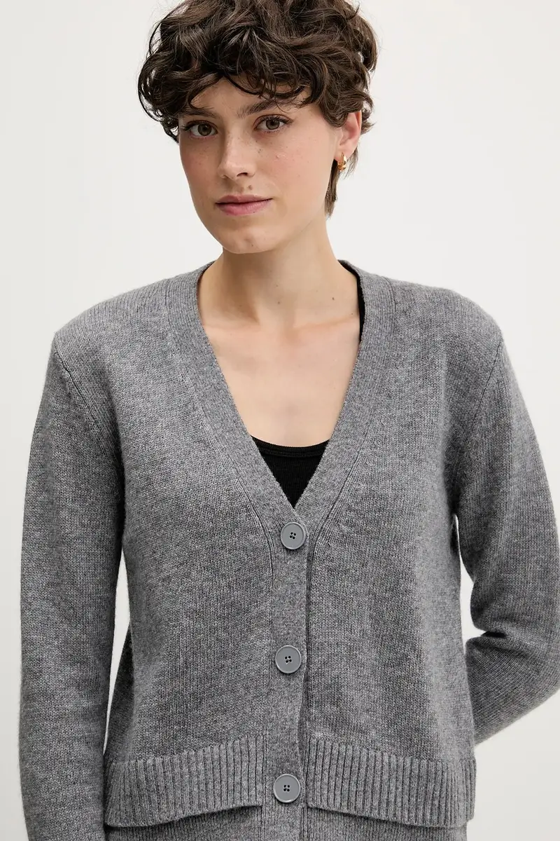 cardigan con lana colore grigio 122WL602S miniatura 4