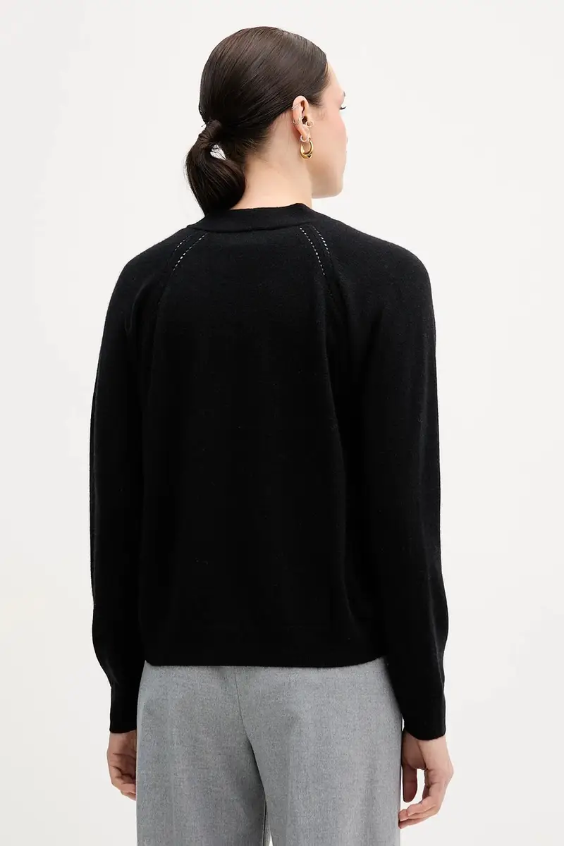 cardigan con lana colore nero 102HM602Q miniatura 3