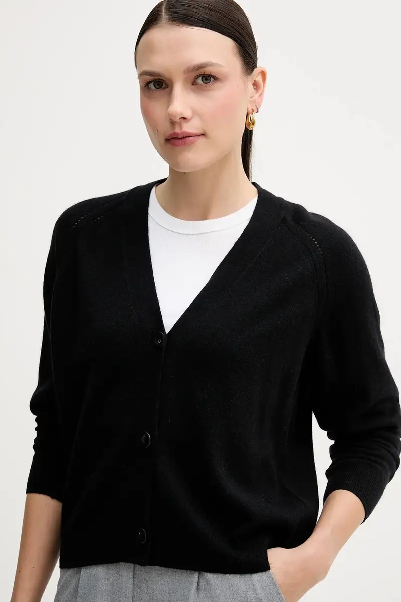 cardigan con lana colore nero 102HM602Q miniatura 4