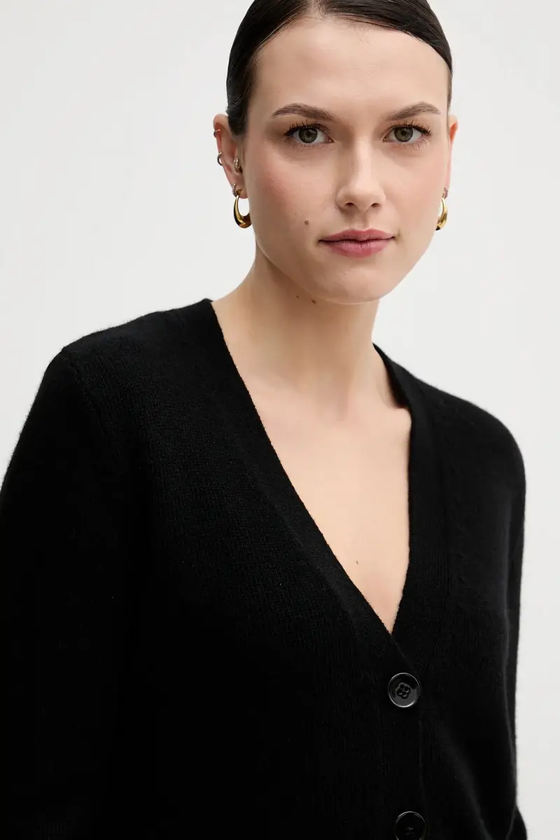 cardigan con lana colore nero 122WL602S miniatura 4