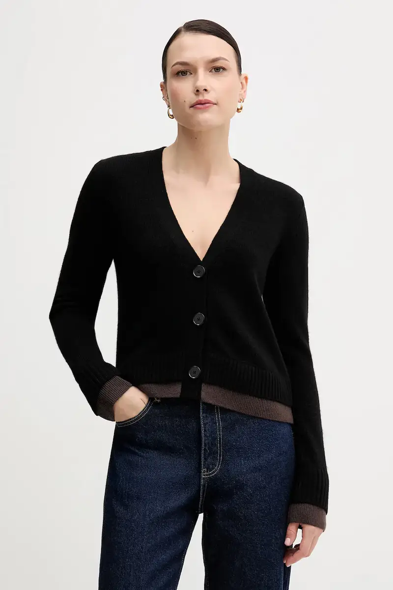 cardigan con lana colore nero 122WL602S