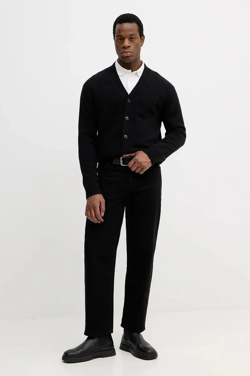 cardigan con lana colore nero 1PJXS600S miniatura 2