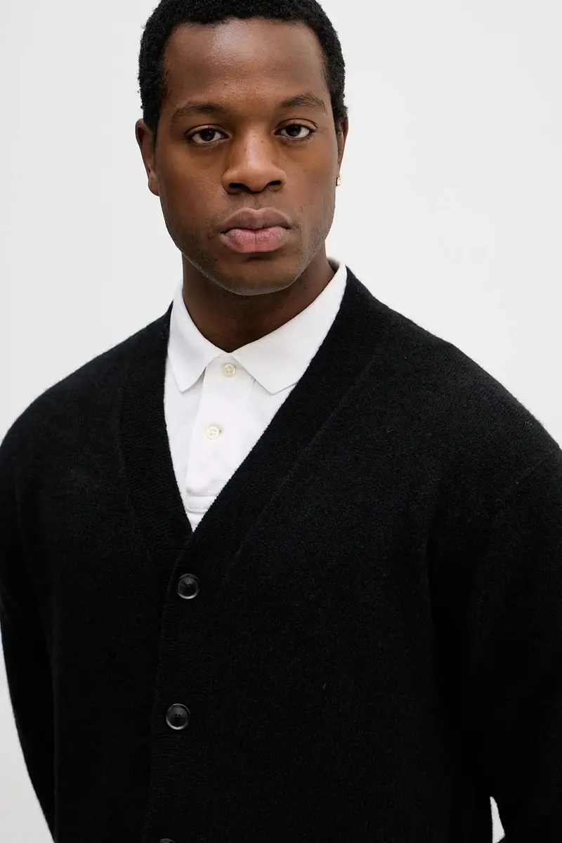 cardigan con lana colore nero 1PJXS600S miniatura 4