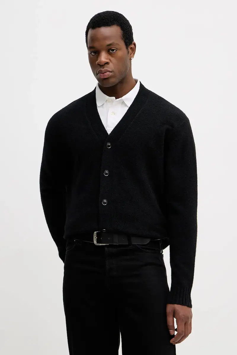 cardigan con lana colore nero 1PJXS600S