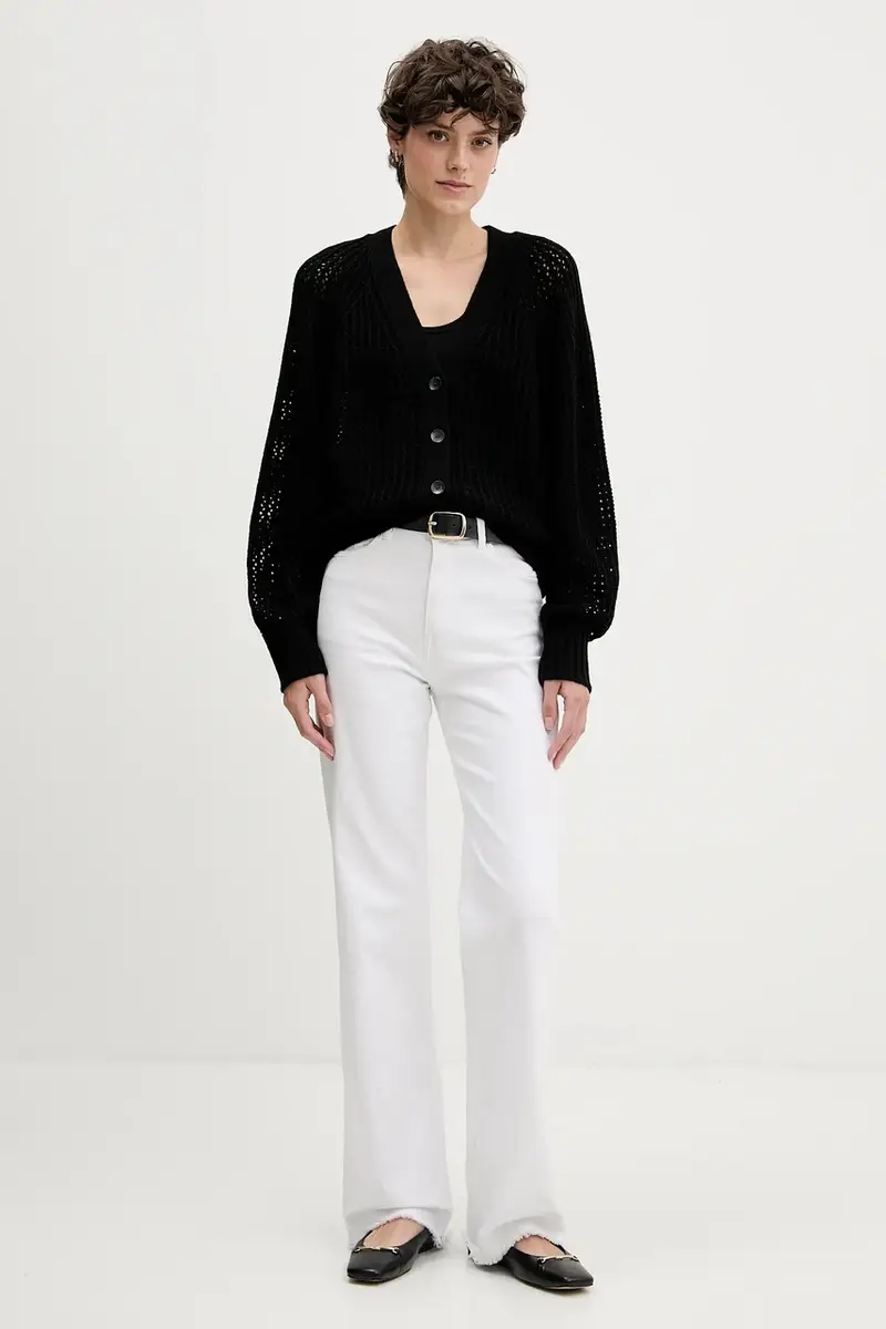 cardigan con lana colore nero 1WBZL602U miniatura 2