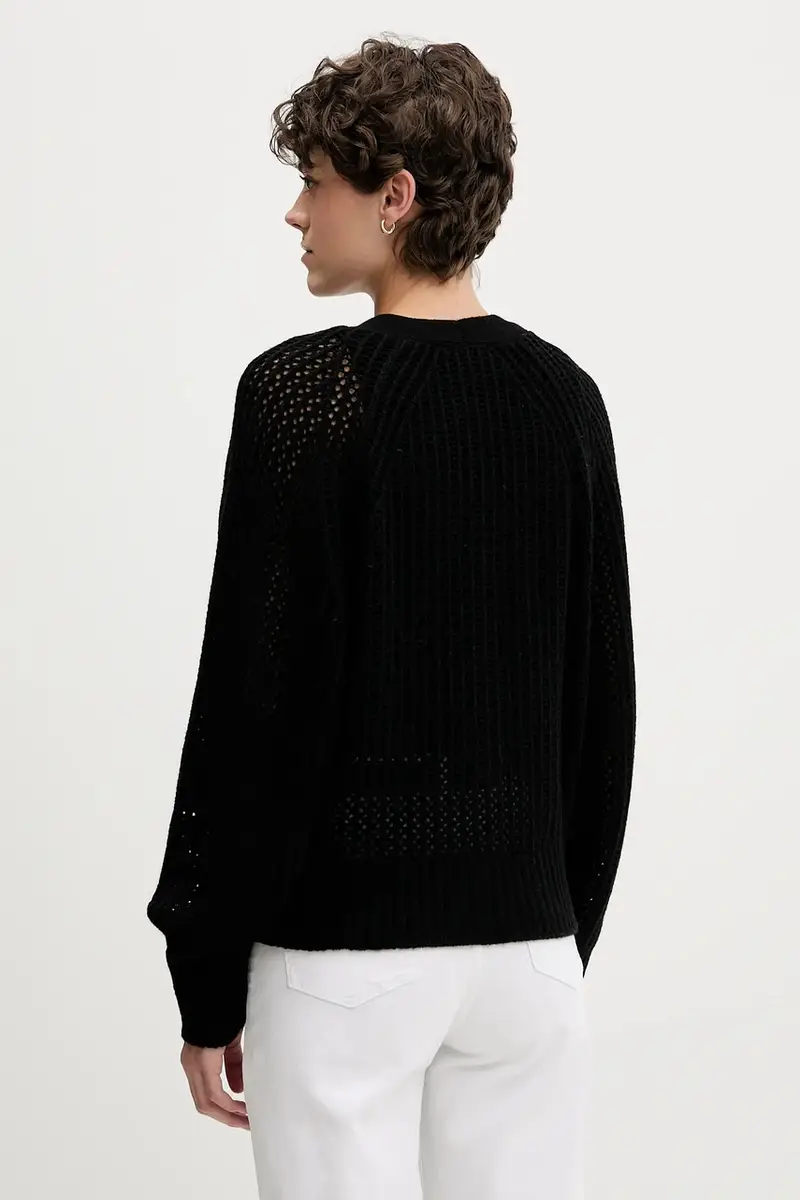 cardigan con lana colore nero 1WBZL602U miniatura 3