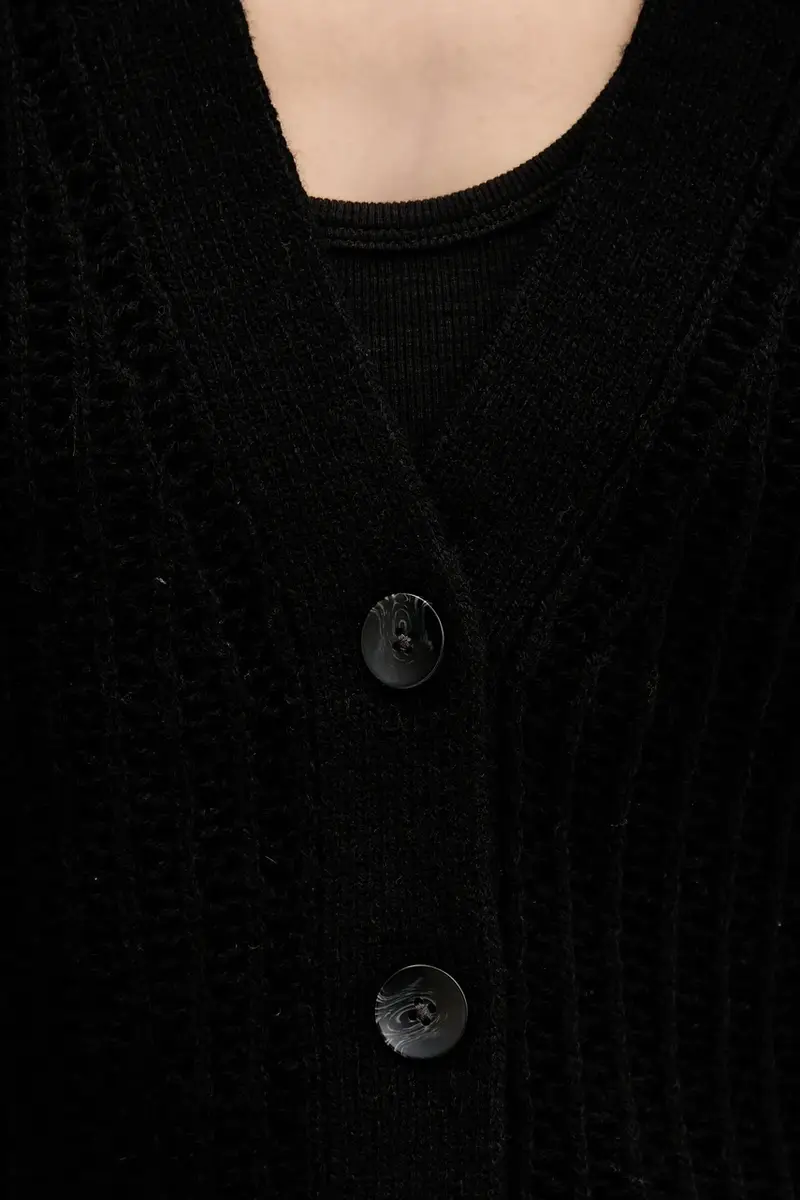 cardigan con lana colore nero 1WBZL602U miniatura 5