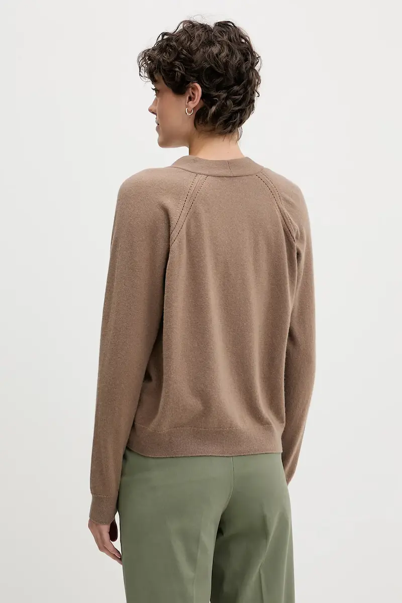 cardigan con lana colore verde 102HM602Q Marrone miniatura 3