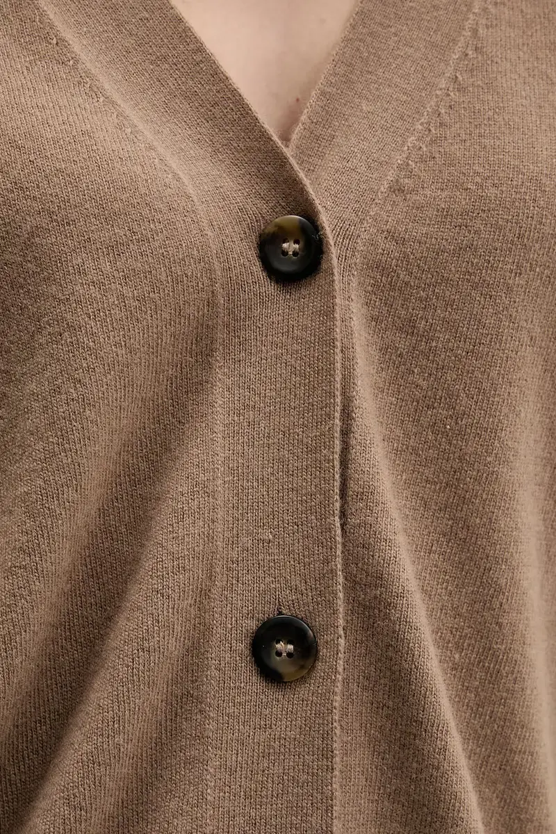 cardigan con lana colore verde 102HM602Q Marrone miniatura 5