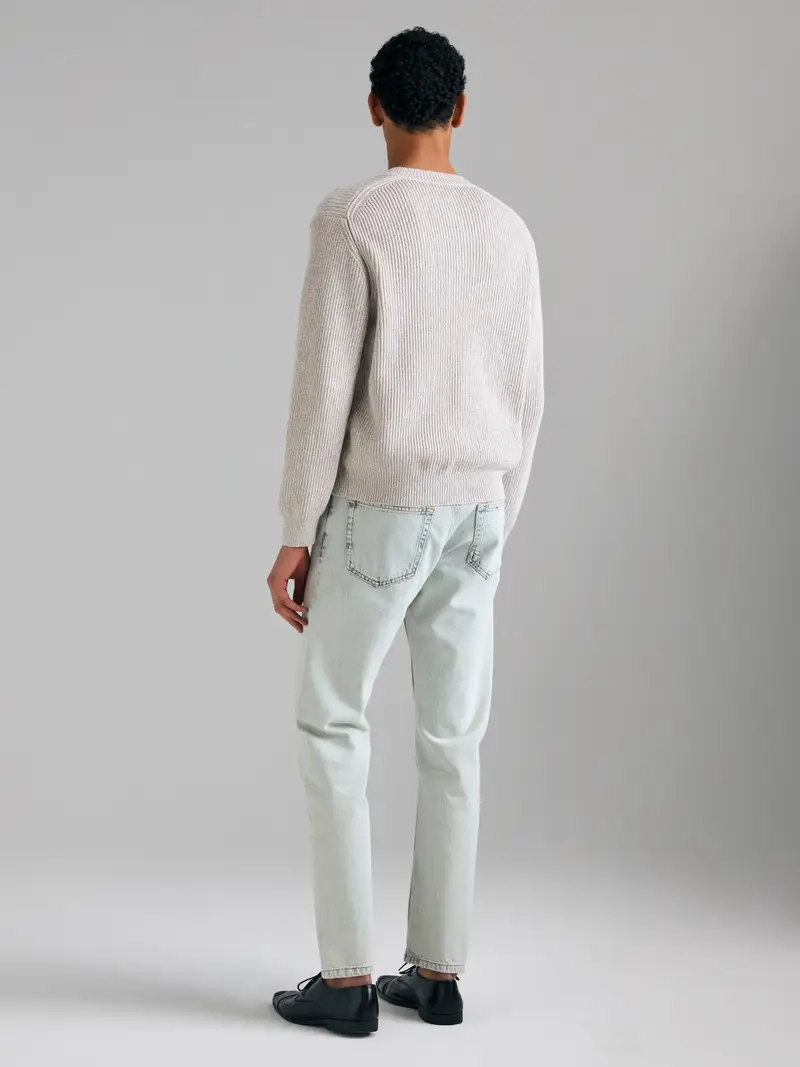 Cardigan In Maglia, Uomo, Bianco Panna miniatura 2