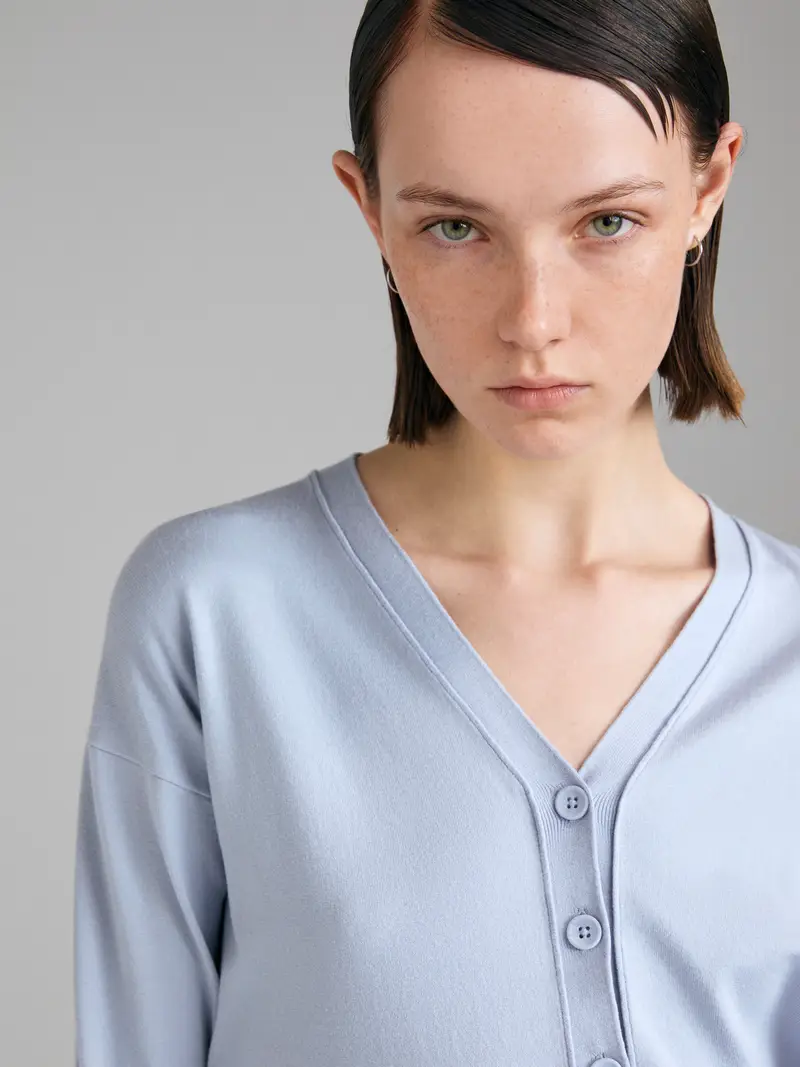 Cardigan Regular Fit, Donna, Blu Chiaro miniatura 4