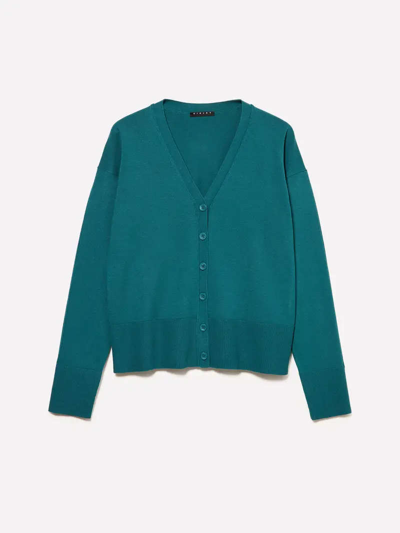 Cardigan Regular Fit, Donna, Verde Ottanio