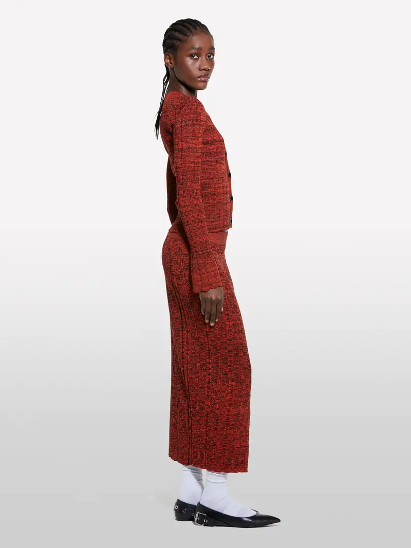 Cardigan Rosso In Maglia, Donna, Rosso miniatura 2