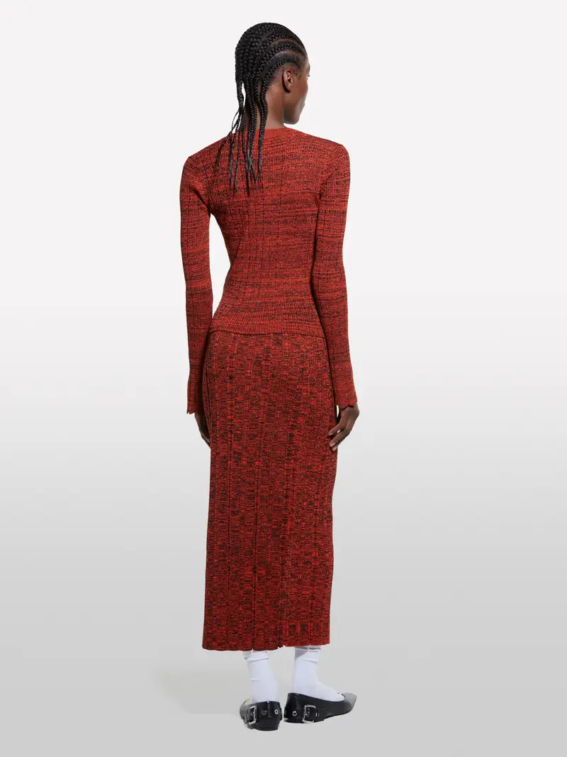 Cardigan Rosso In Maglia, Donna, Rosso miniatura 3