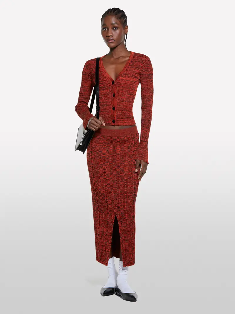 Cardigan Rosso In Maglia, Donna, Rosso