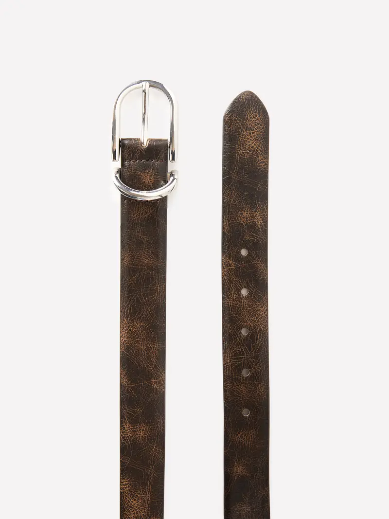 Cintura Effetto Vintage, Donna, Marrone Scuro miniatura 2