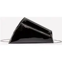 Clutch Asimmetrica Verniciata, Donna, Nero miniatura 5