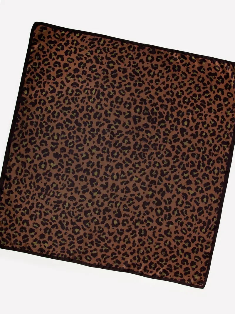 Foulard Animalier, Donna, Marrone Scuro miniatura 3