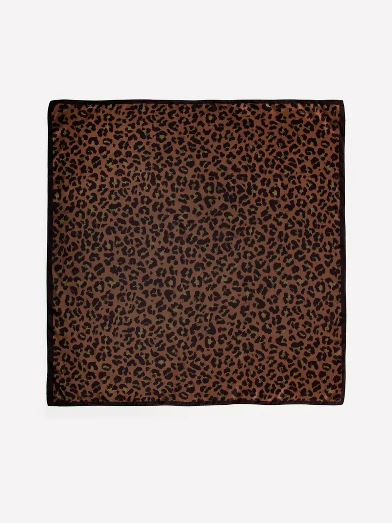 Foulard Animalier, Donna, Marrone Scuro