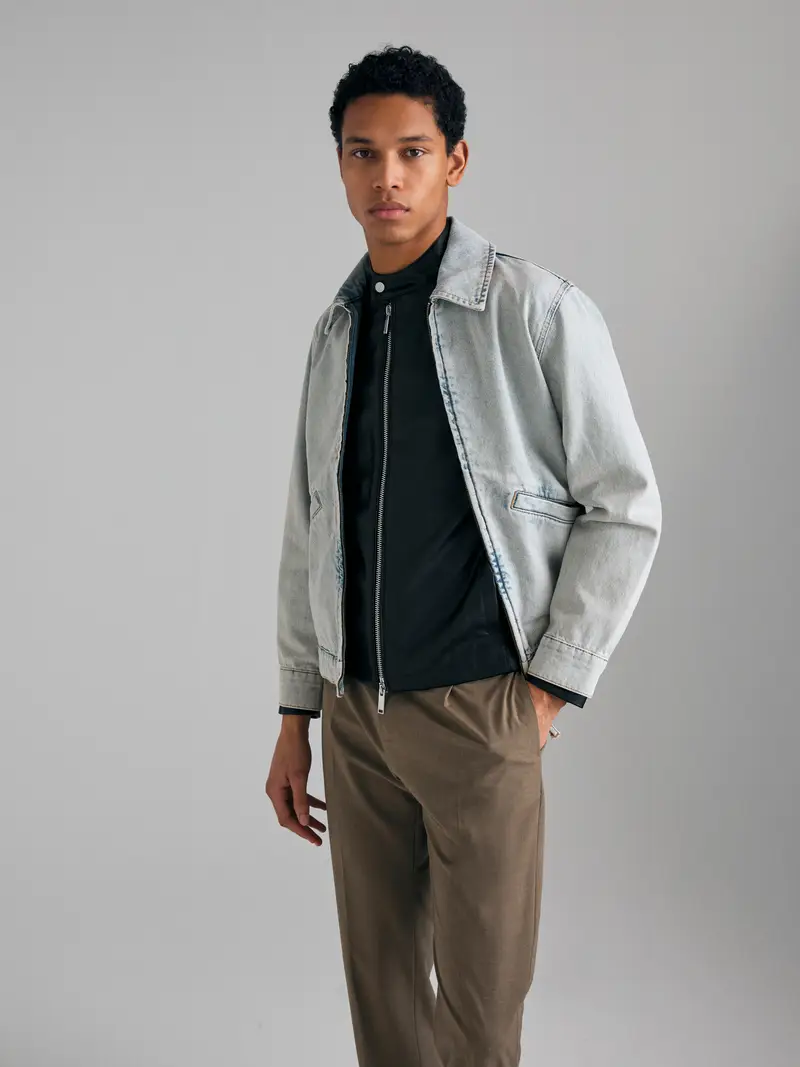 Giacca Di Jeans, Uomo, Grigio Chiaro miniatura 3