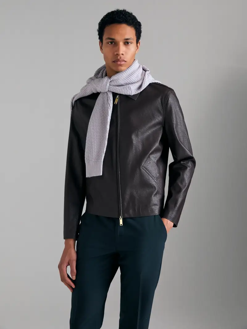 Giacca In Tessuto Spalmato, Uomo, Marrone Scuro miniatura 3