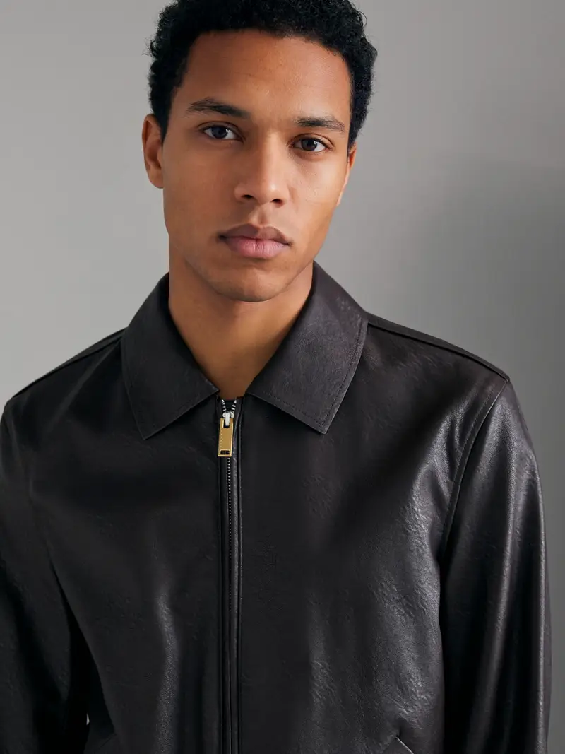 Giacca In Tessuto Spalmato, Uomo, Marrone Scuro miniatura 4