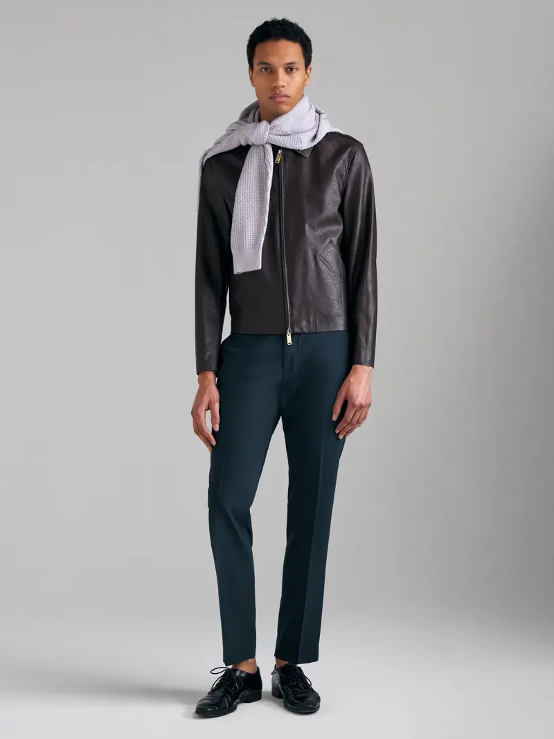 Giacca In Tessuto Spalmato, Uomo, Marrone Scuro