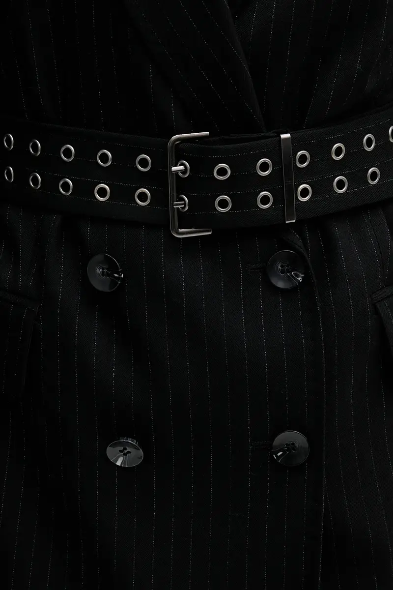 Sisley Giacca nera con cintura miniatura 5