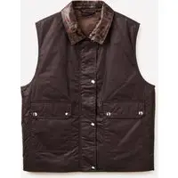 Gilet Con Colletto Animalier, Donna, Marrone Scuro miniatura 4