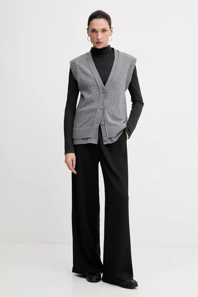 gilet con lana colore grigio 1M9AL603B miniatura 2