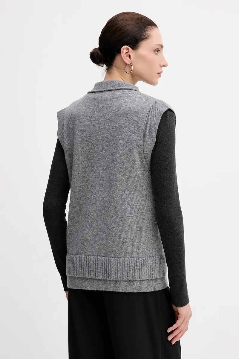 gilet con lana colore grigio 1M9AL603B miniatura 3