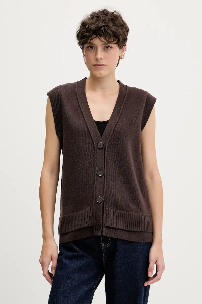 gilet con lana colore marrone 1M9AL603B