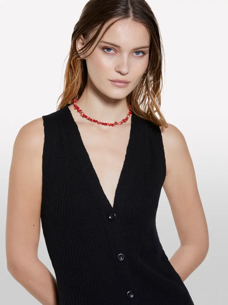 Gilet Nero In Maglia, Donna, Nero miniatura 5