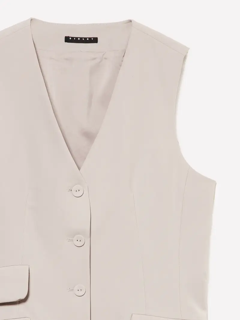 Gilet Slim Fit, Donna, Beige miniatura 3